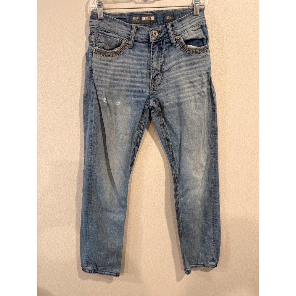 BKE Jake Denim‎ Jeans Straight Leg Light Wash Distressed Size 28R Womens
